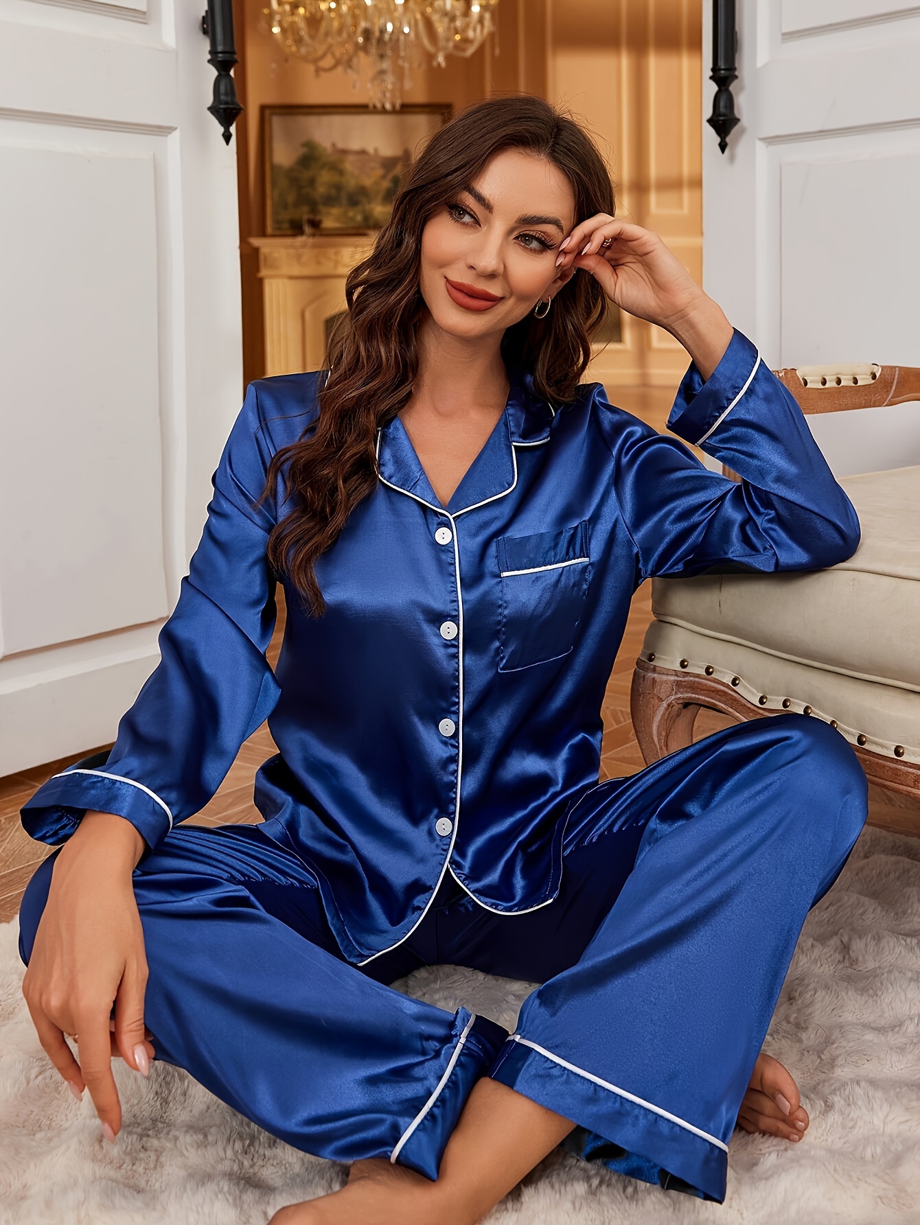 Polyester satin pajamas sale