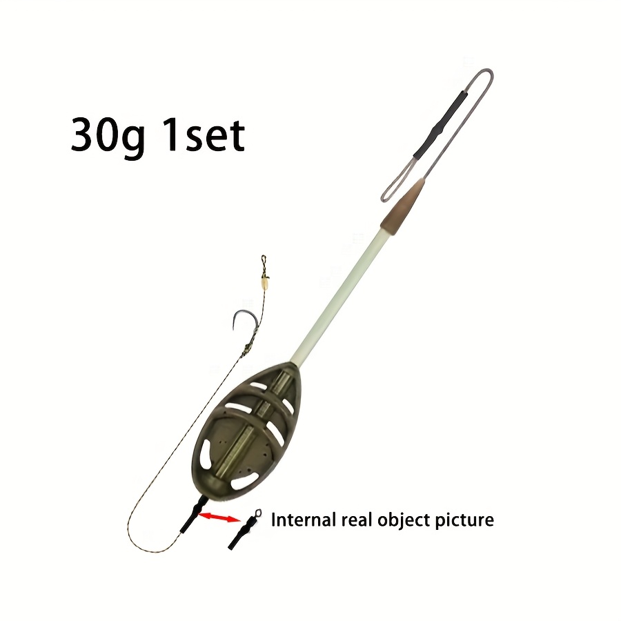 TEMU 1 Set de Montaje de Alimentador para Pesca de Carpas, 30/40/50/60G, Moldes, Equipado con un Anzuelo para Carpas para un Reemplazo Rápido de
