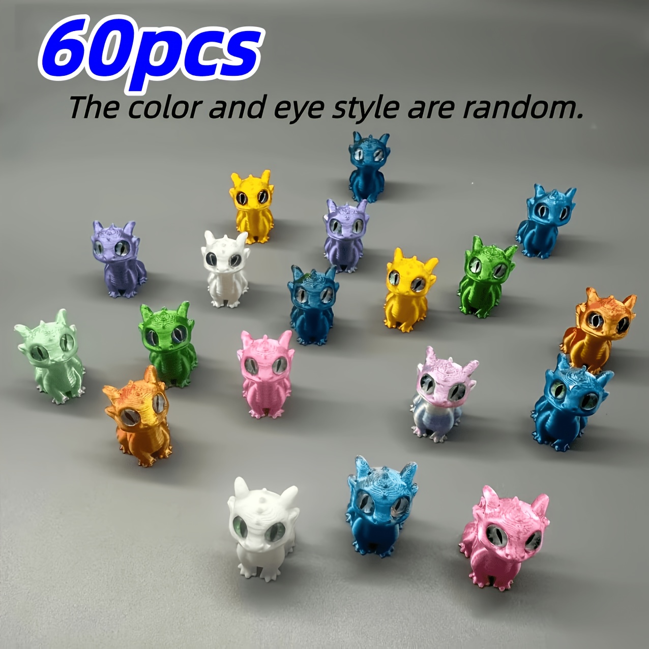 TEMU Juego de 60 piezas de muñecos de dinosaurios impresos en 3D, colores aleatorios. Modelos exquisitos, manualidades para decoración del hogar,