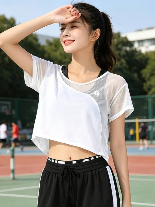 item picture white cropped mesh smock with an design the semi sheer mesh fabric offers making it ideal for summer sports the irregular cut features a shorter front and back perfectly exposing the waistline