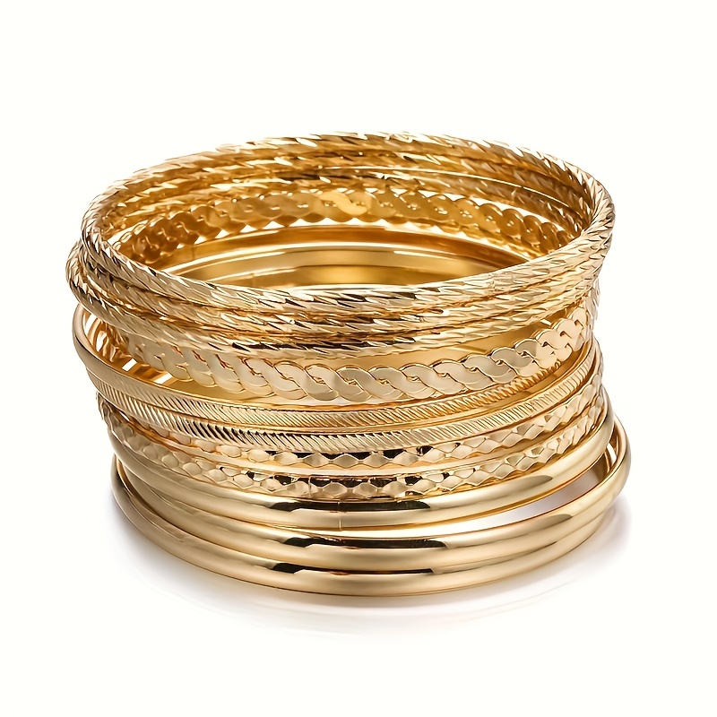 E-shop 12-teiliges Set Mehrschichtige Bohemian-Stil Europäische & Amerikanische Metall-Armbänder für Frauen – für den , Partys und Musikfestivals