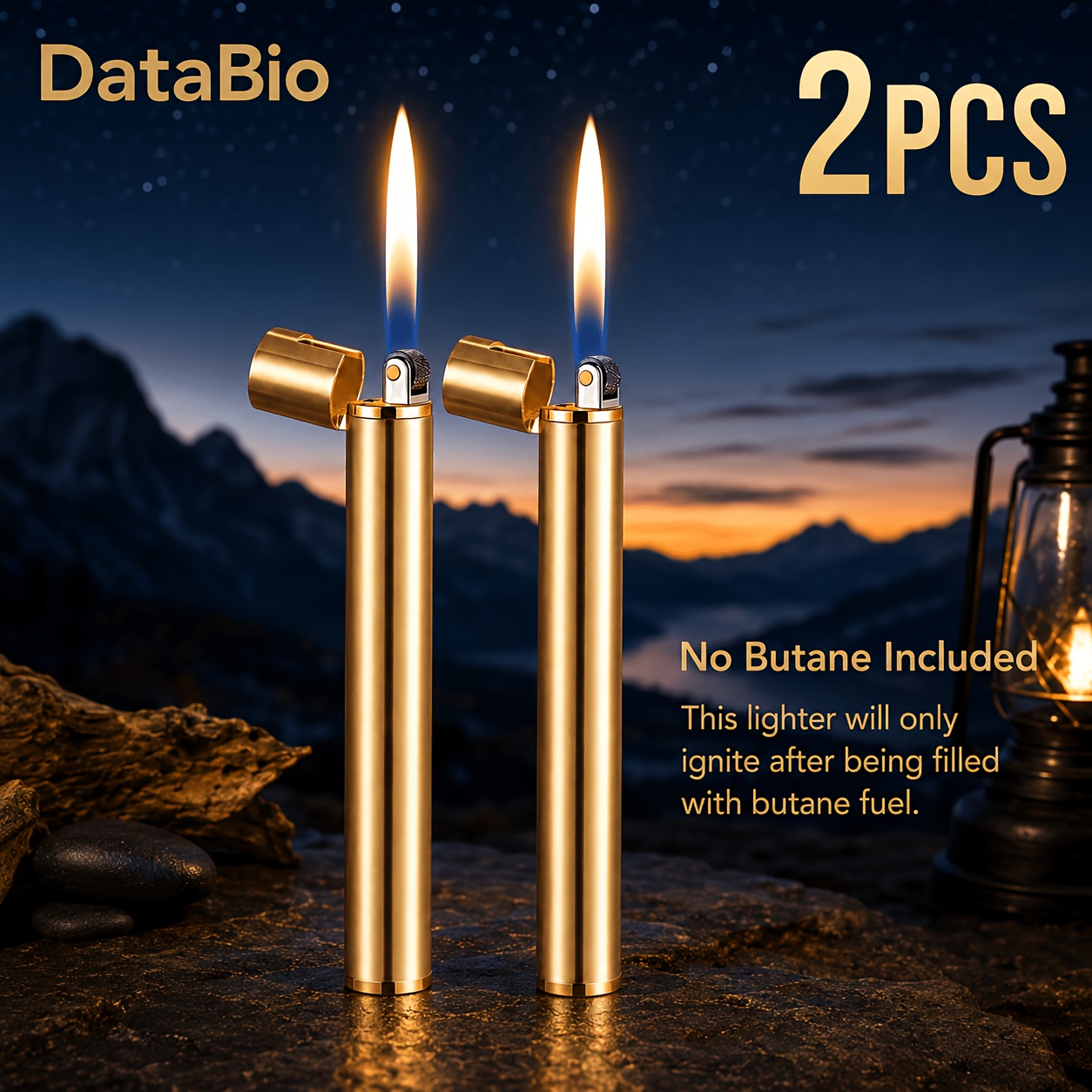 TEMU (no Butane) 2 Pack Refillable Butane Lighters, Golden Long Stick Lighter, Portable Slim Metal Lighters For Candles, Bbq, Camping And Outdoor Use