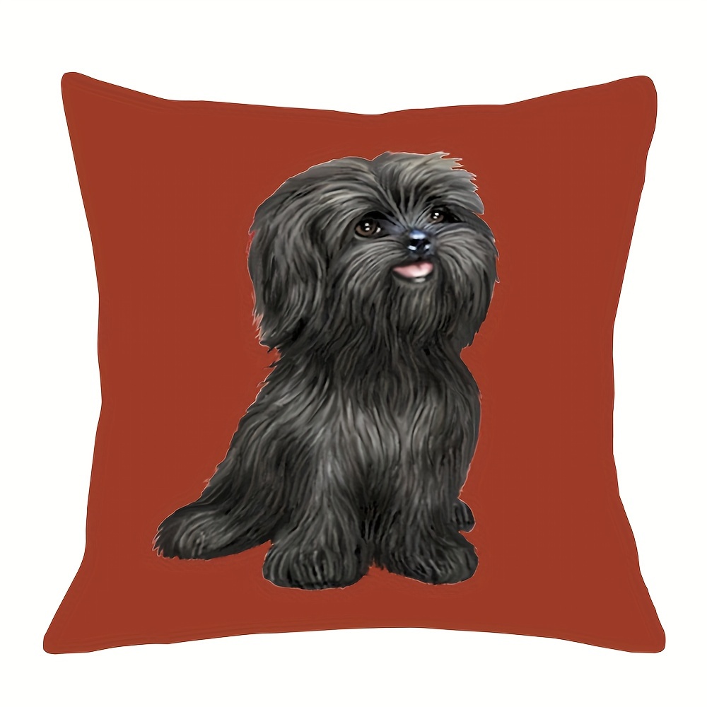 

Shih Tzu Black Cutie Decorative Throw Pillow Cover 18x18 Inch, Contemporary Short Plush Single Sided Print, Machine Washable Polyester Zippered Cushion Case For Home And Bedroom Decor - 1pc