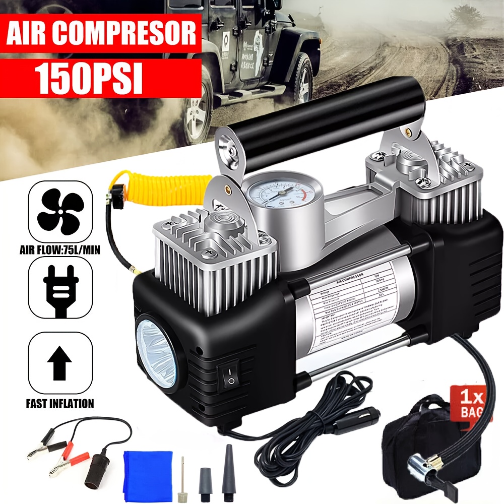 

12v Car Truck Air Compressor Heavy Duty Electric Car Tyre Inflator 150psi Portable Air Compressor Portable Dual Air Pump