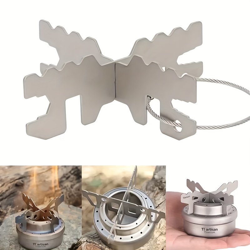 E-shop 1 Set Outdoor Alkoholkocher Kreuzstütze, Alkoholkocher Edelstahl Stütze, Hochtemperaturbeständige Camping Zubehör Stütze, Camping Zubehör