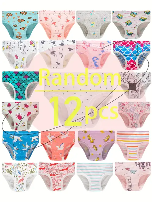 random hair random hair 6pcs 12pcs comfortable and breathable girls underwear including mermaid dolphin seahorse fox balloon castle stripes flowers etc