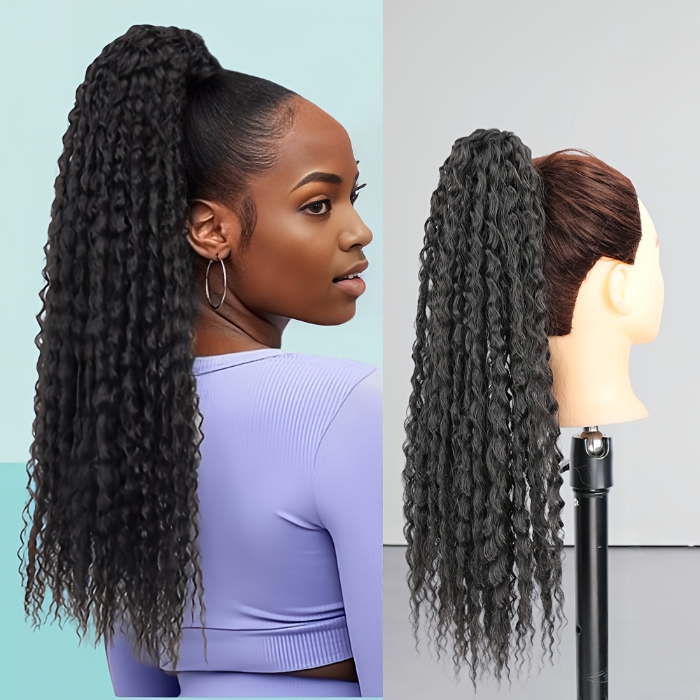 50.8cm long   ponytail extension with elastic rubber band - 12 strands synthetic hairpiece for women,   afro curly hair, easy to style, natural look,  , natural look hairpiece,   hairband details 4