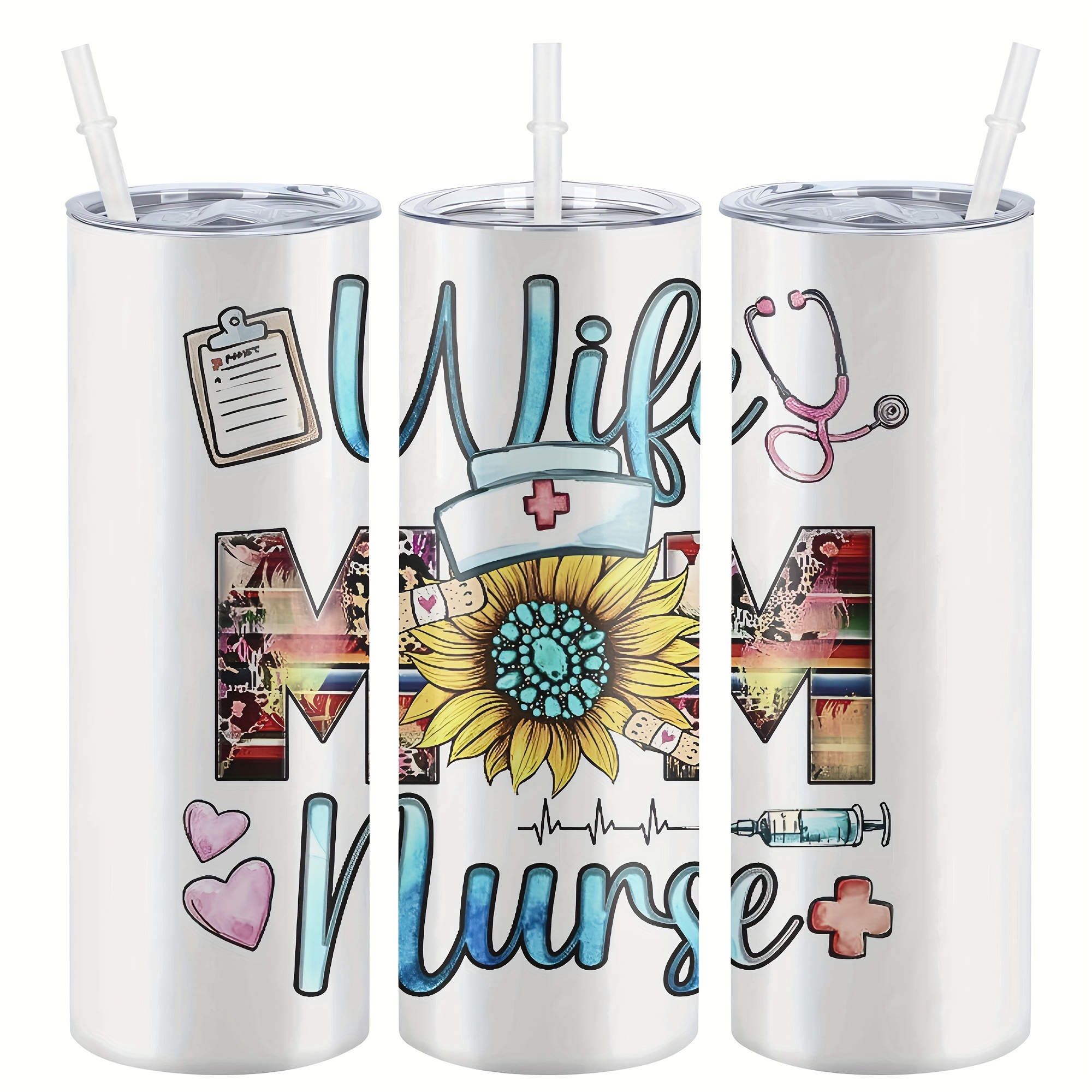 

Nurse Appreciation Day 20oz Stainless Steel With Lid & Straw - Insulated Water Bottle For All , , Great Gift For Nurses On Christmas, Valentine's, Birthdays