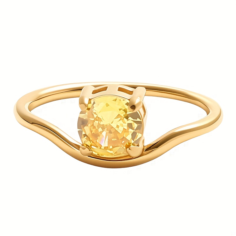 Stylish Minimalist Stainless Steel Ring with Synthetic Zircon