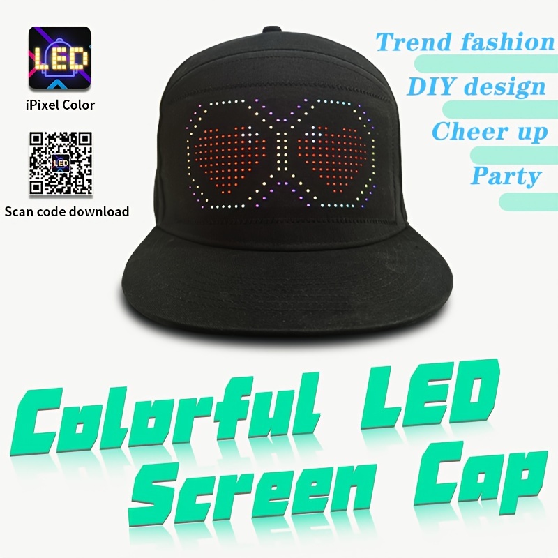 

Led Cap, Multi-language App Control Editing Light Up Hat (text, Music, Image, Drawing) For Christmas Halloween