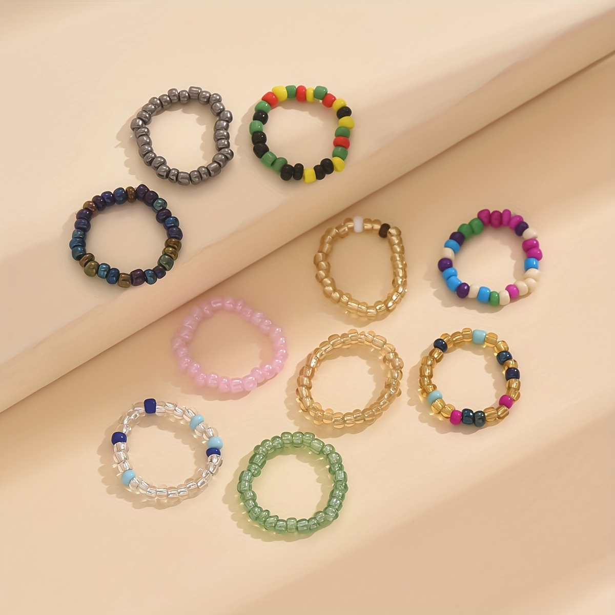 mixed color rice bead string elastic ring personalized Temu