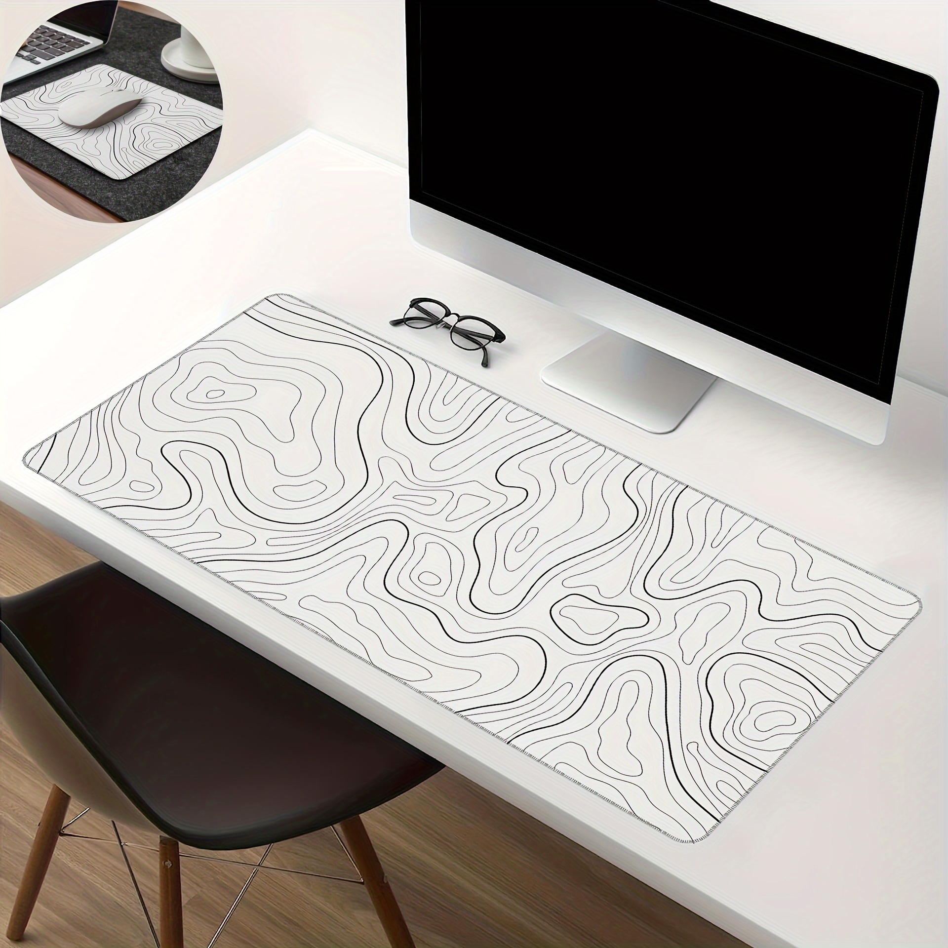 

White Map Mouse Pad, Non-slip Washable Rubber Desktop Protection Pad, Office And Gaming Mouse Pad