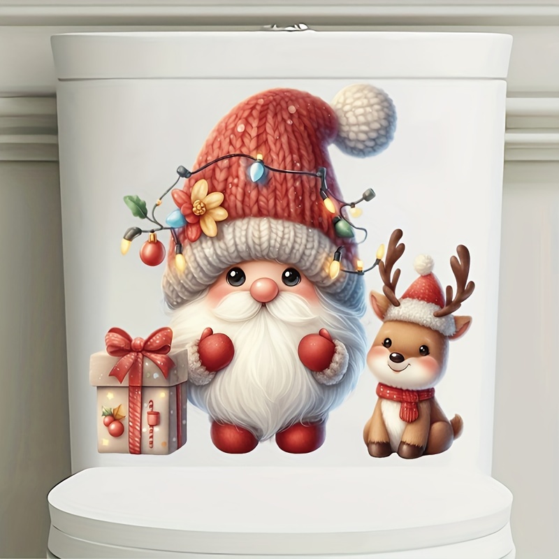 

Santa Claus Christmas Decor Sticker - Self-adhesive, Semi-gloss Finish For Bathroom & Home Holiday Ambiance