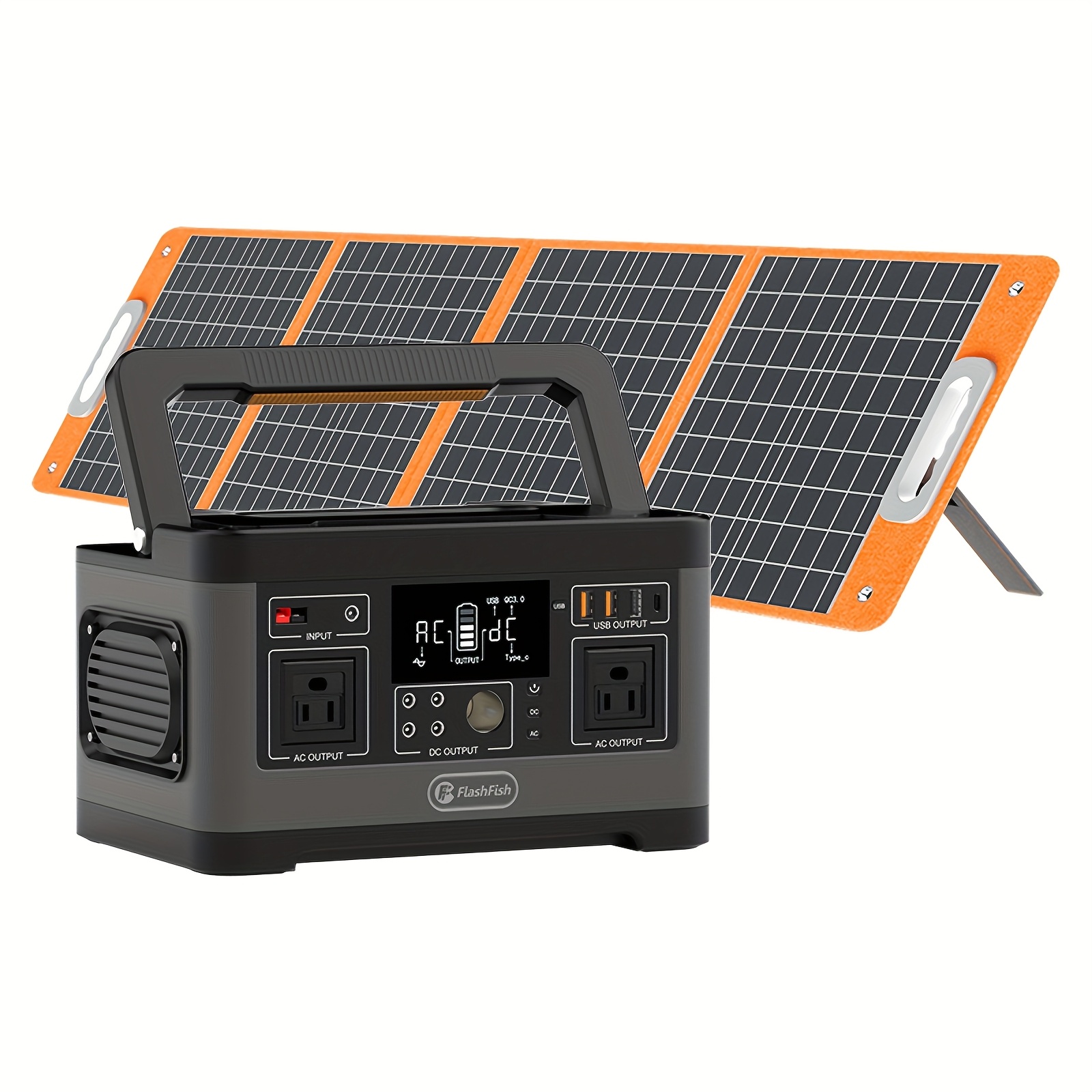 portable solar power station 500w ( 1000w) with foldable solar panel &  lithium battery - 520wh large capacity