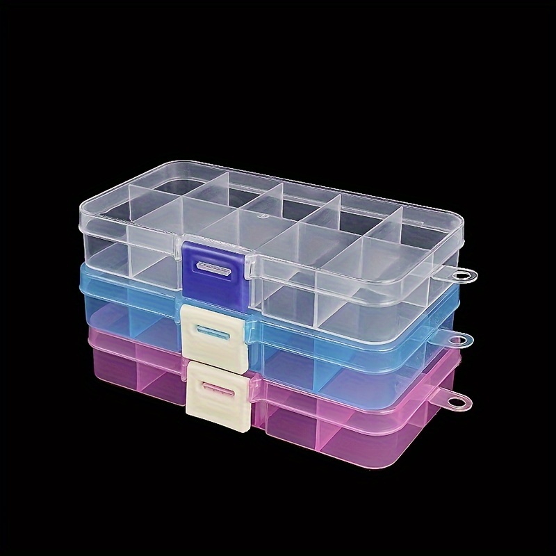 

3- Plastic Jewelry Organizer , 10 Compartments Each, Storage Containers For , Electronic , , And Craft Supplies Non-removable Grids, Jewelry