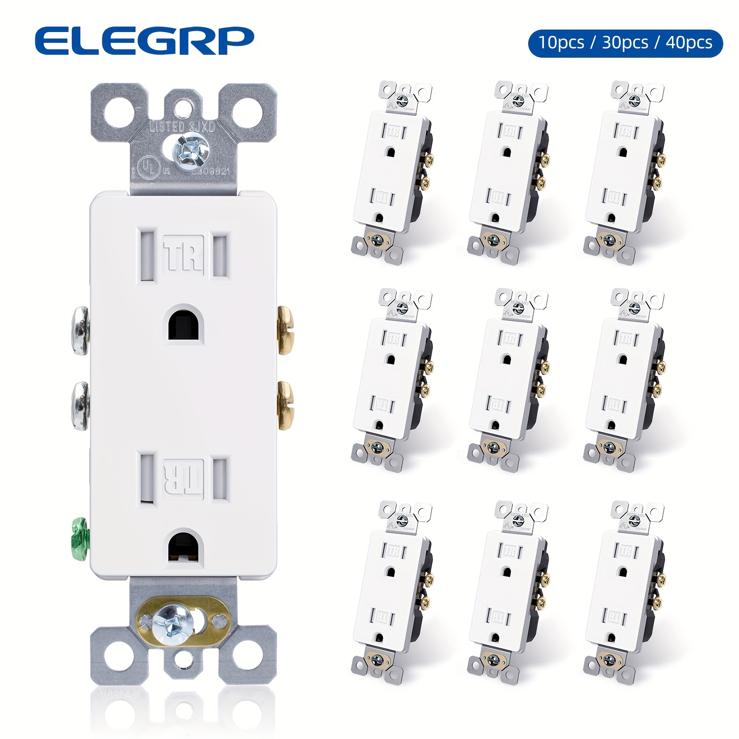 

Elegrp 10pcs/30pcs/40pcs Decorative Outlet, Tamper 15 Amp Outlet, Residential , , 125v, 2 Poles 3 , 5-15r,