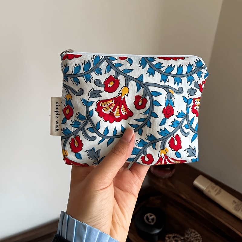 TEMU Bolso de almacenamiento multicolor con diseño floral estilo , bolso de portátil para cosméticos, bolso para tarjetas de de auriculares, bolso