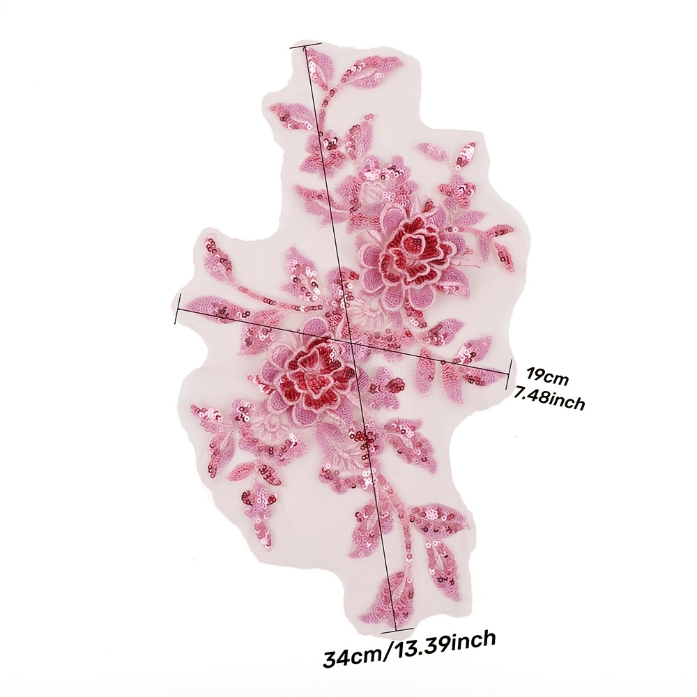 Patch Brodé Fleur Rouge Rose – Appliqué à Coudre Pour Customisation De Vêtements
