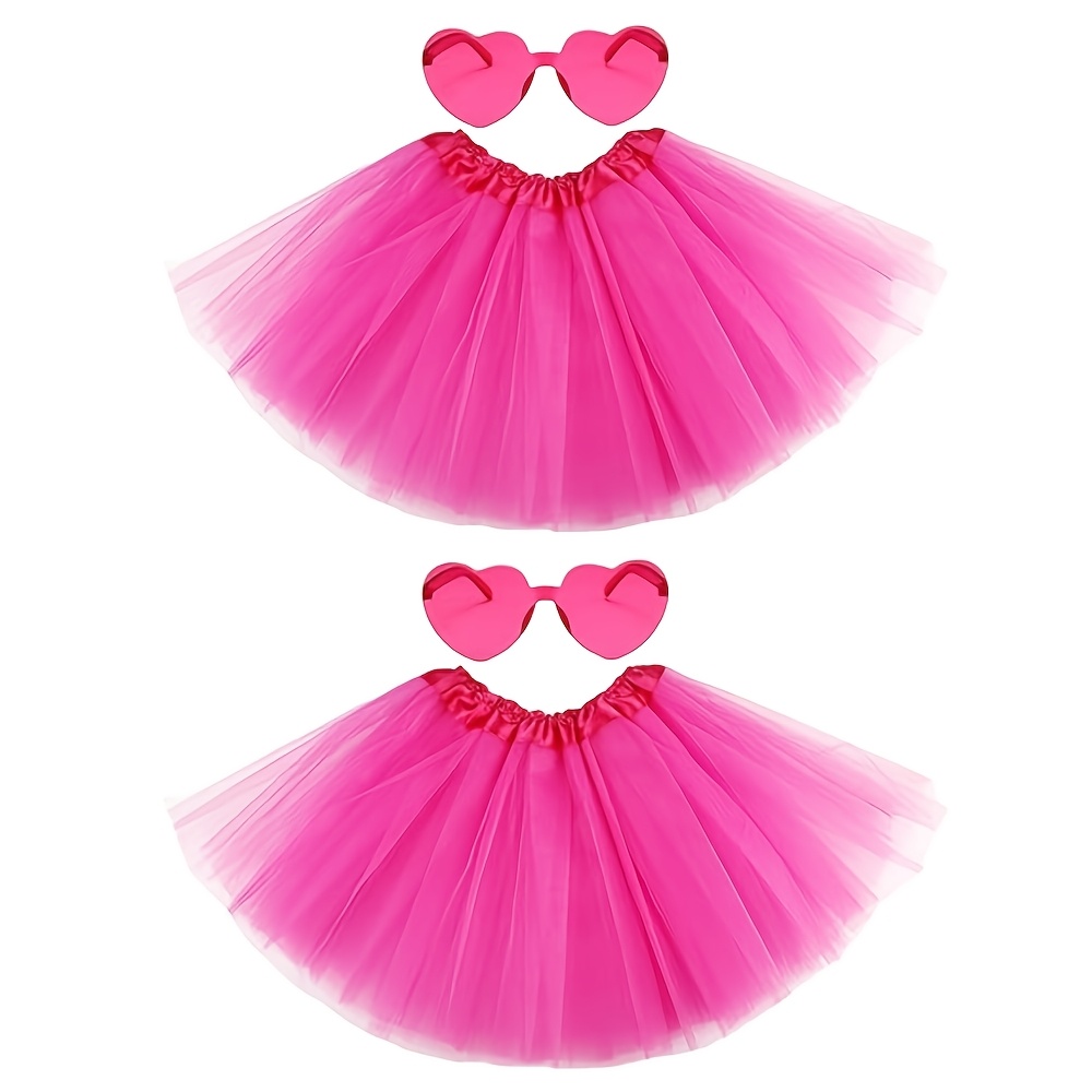 E-shop 2 Stück Damen Tutu Rock – Elastischer Tüll-Ballettrock mit mehreren Lagen, Uni-Farben Party-Tanzkostüm für Ballettaufführungen, Fotoshootings,