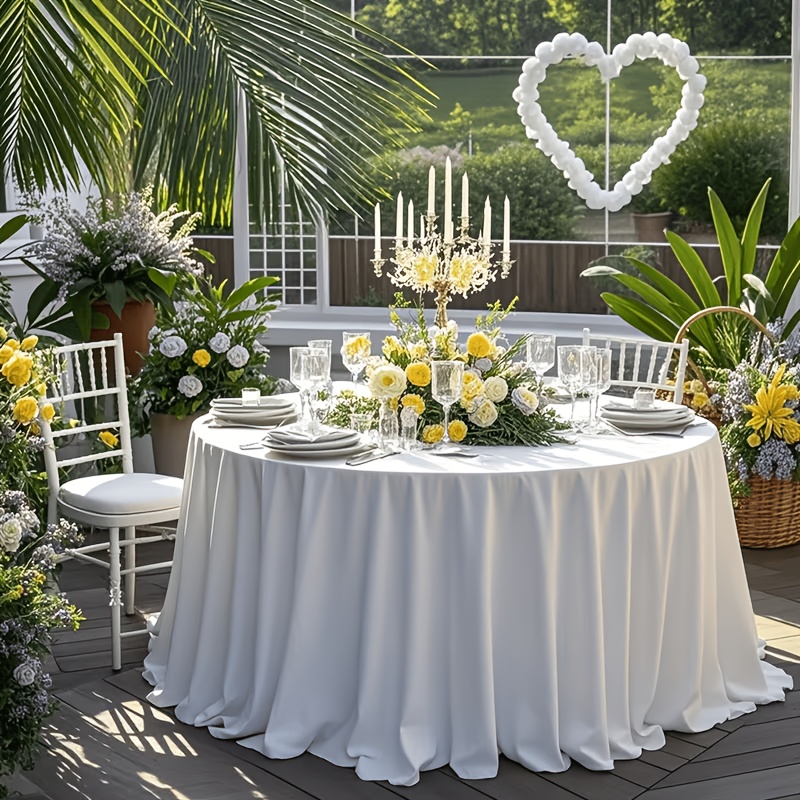 TEMU 1pc Solid Color Satin Tablecloth - Simple And Elegant Smooth Round Tablecloth, Suitable For Ceremonies, Weddings, Holidays, And Party Table