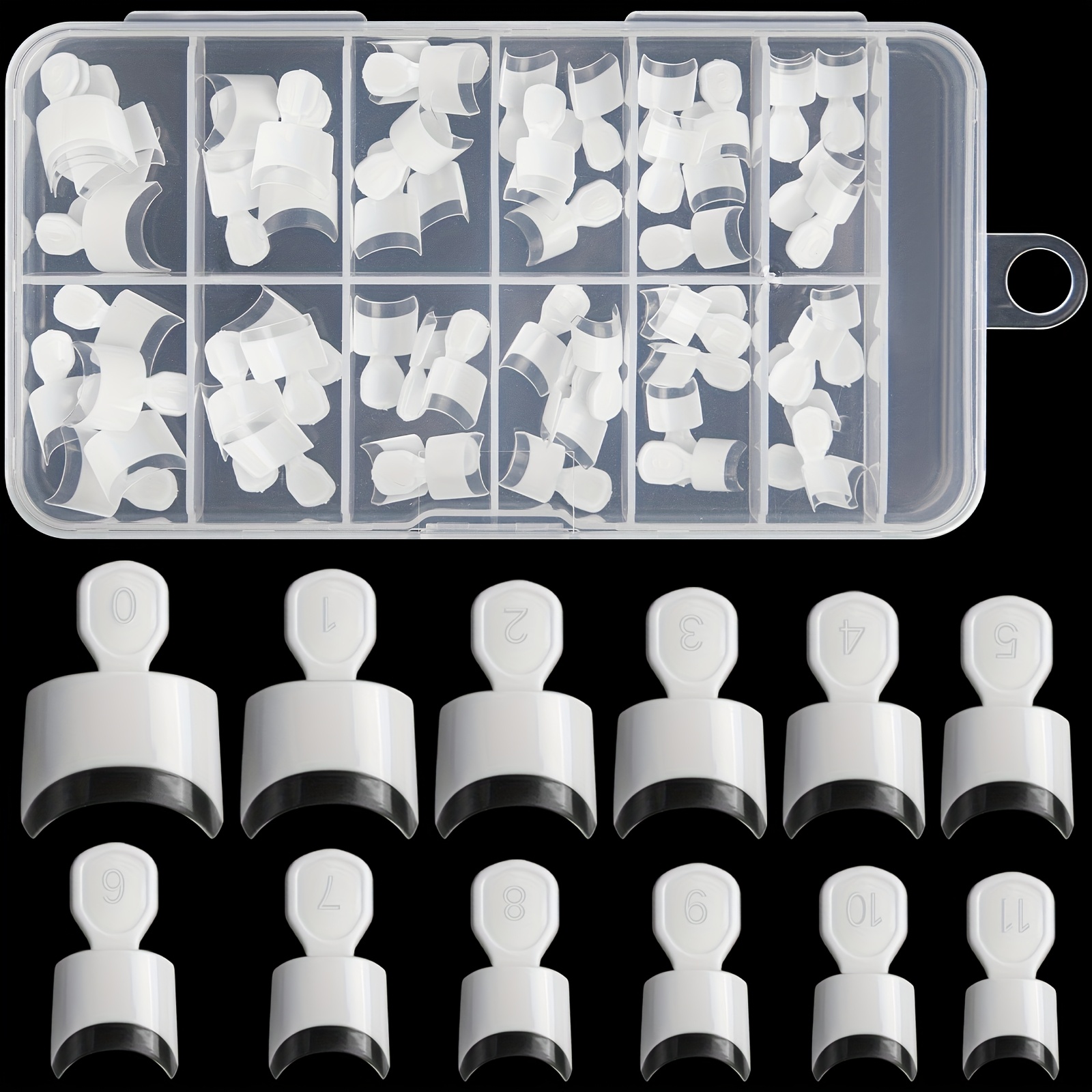 E-shop 120 Stück Box Französische Nageldesigns – Quadratische Acryl-Halbdeckung Press-On Nägel mit Griff, Matt-Finish, Kurze Länge, Einfarbiges Design,