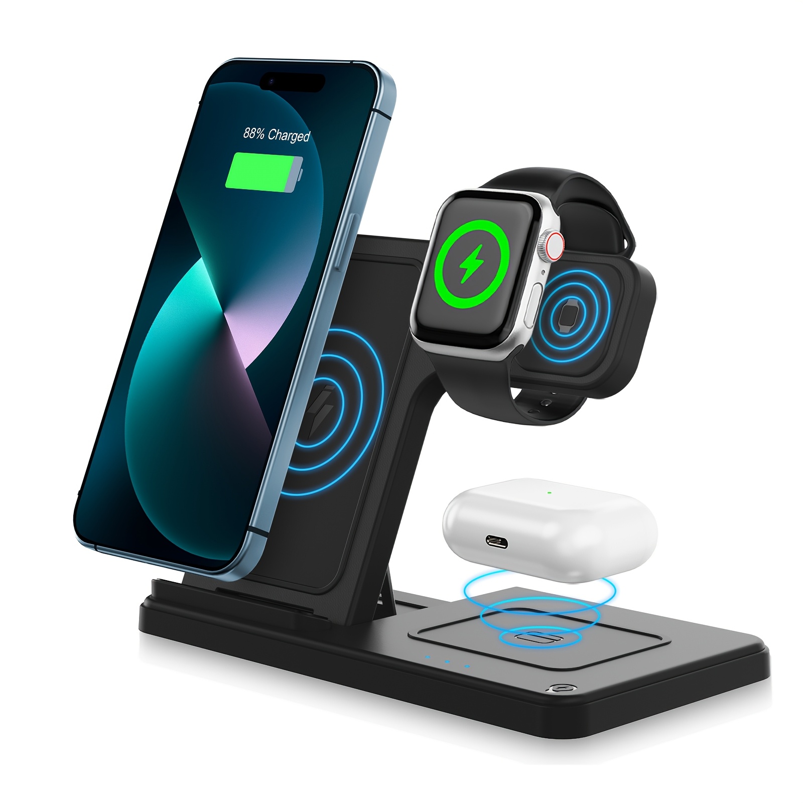 wireless charging station 3 in 1 standard 15w fast for   with qc3 0 adapter for iphone 16 15 14   11 x 8 pro max pro   for iwatch ultra10   6 5   se for   3 2 pro multiple devices easter gifts