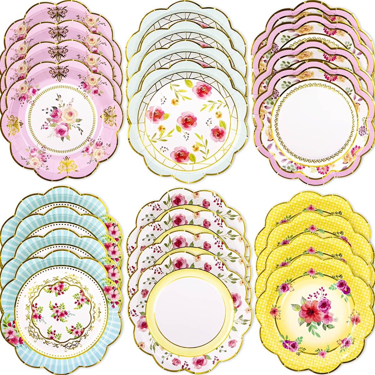 60pcs 120pcs   floral paper plates flower tea party plates for   party birthday bridal shower supplies decorations