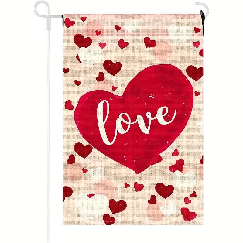 

1pc 12x18 Inch Valentine's Day Garden Flag - Multipurpose Love Heart & Outdoor Decor, Anniversary & Wedding Banner, No Flagpole Included