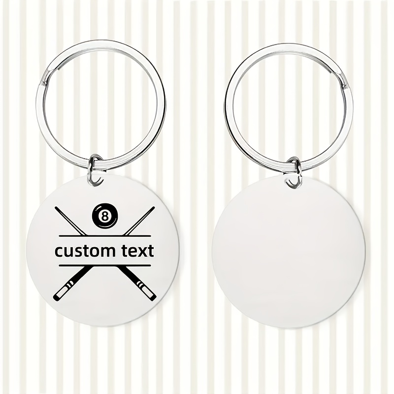 TEMU 1 Custom Stainless Steel Billiard Keychain With Waterproof Design - Personalized Name Option, Ideal Gift For Billiard Enthusiasts, Durable Metal