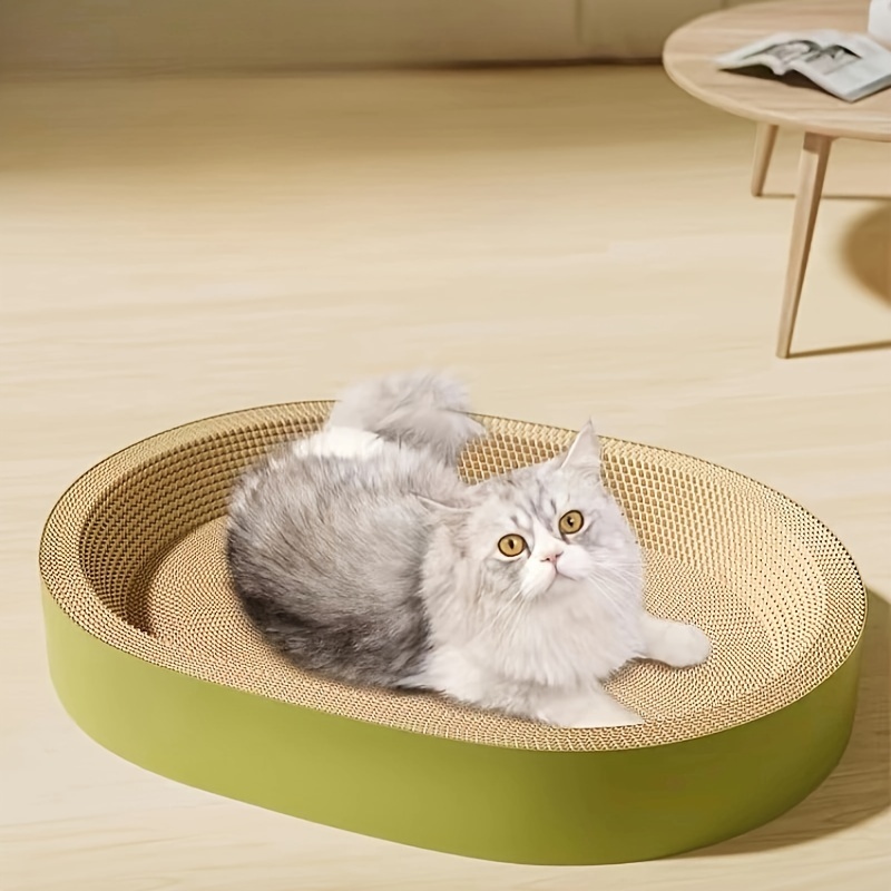 

Oval Shaped Cat Scratching Mat, Corrugated Paper Cat Scratcher Toy Cat Lounge Bed