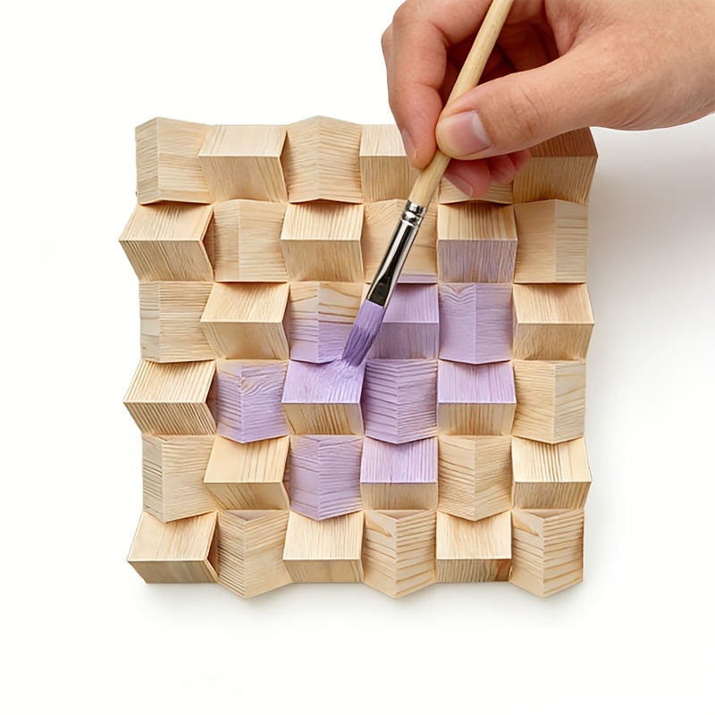 36pcs Triangular Wooden Blocks | Colorable 3d Wall Art Puzzle Cubes For Modern Geometric Sculpture, Home And Office Decor
