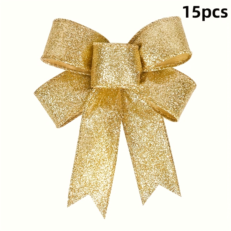 Image of 15pcs, Christmas Bow, , Christmas Tree Decoration, Bow Pendant, Furniture, Kitchen, Hotel, Shopping Mall, Window Decoration, Holiday Decoration Halloween