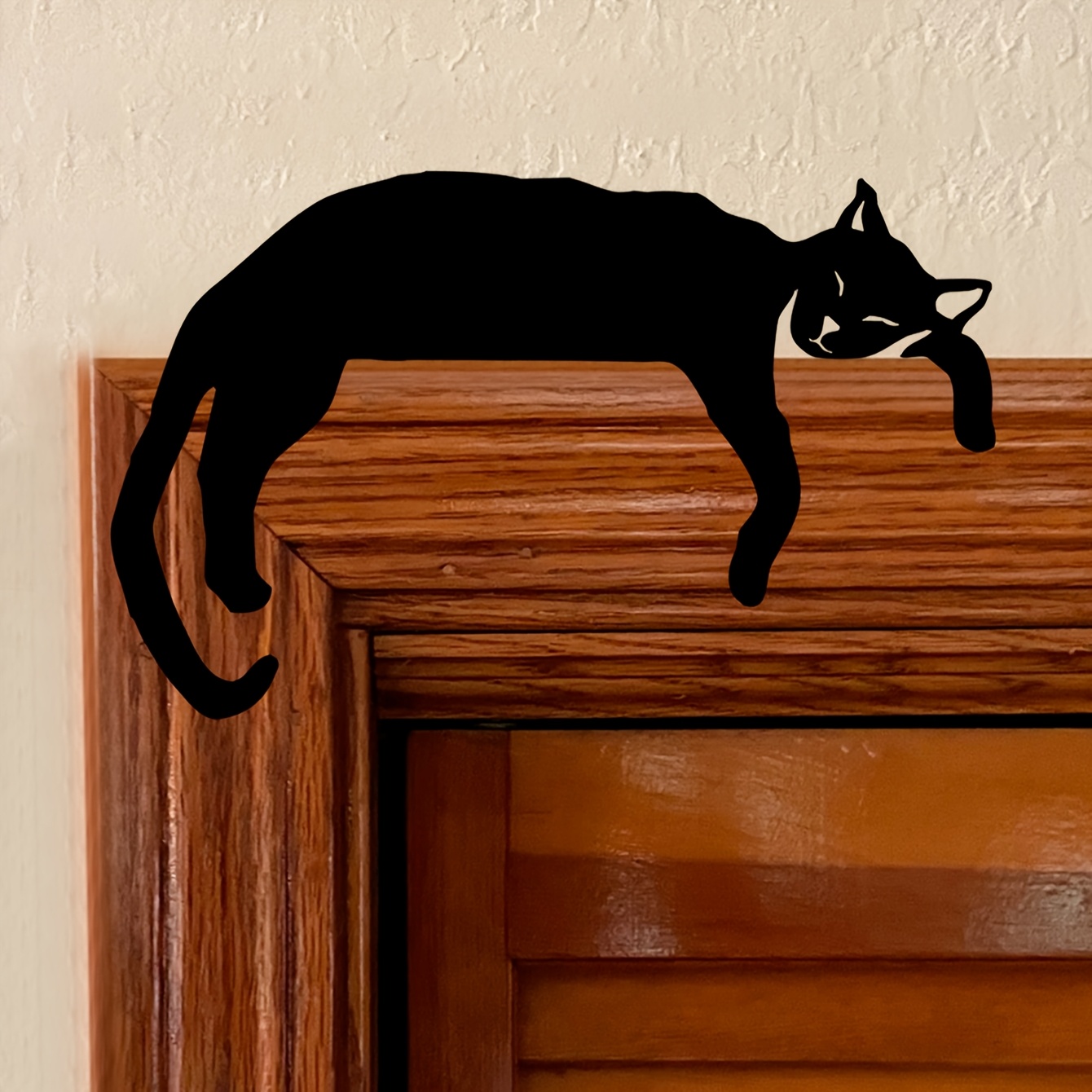 

1pc Vintage Black Cat Silhouette Wooden Door Topper - No-electricity Halloween , Spooky Over Door Frame Home Decor, Seasonal Decoration