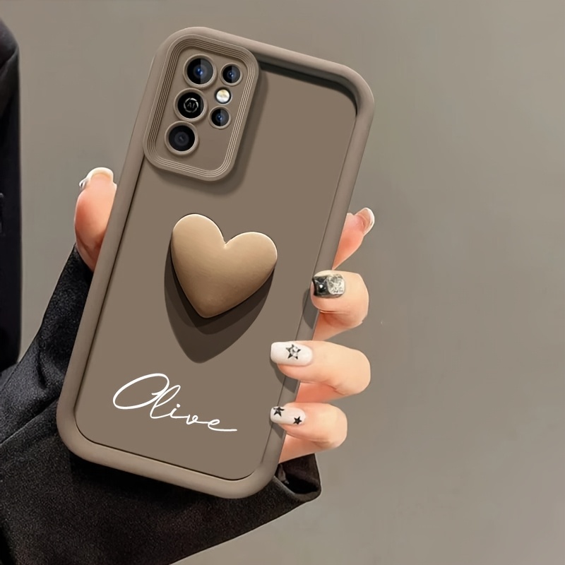 TEMU Couverture luxe pour for samsung for galaxy S25 S24 S23 S22 S21 S20 A14 A15 A34 A35 A52 A53 A54 A55, personnalisée en 3D avec un cœur en