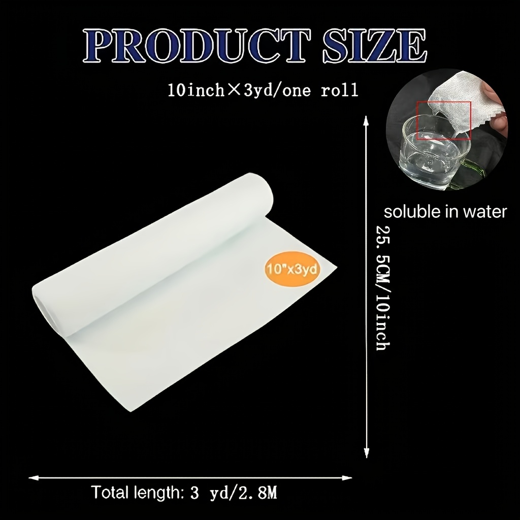 TEMU 1 Rollo de Estabilizador Soluble en Agua para Bordado a Máquina, Tela No Tejida Soluble en Agua, para Bordado a Máquina y Costura a Mano