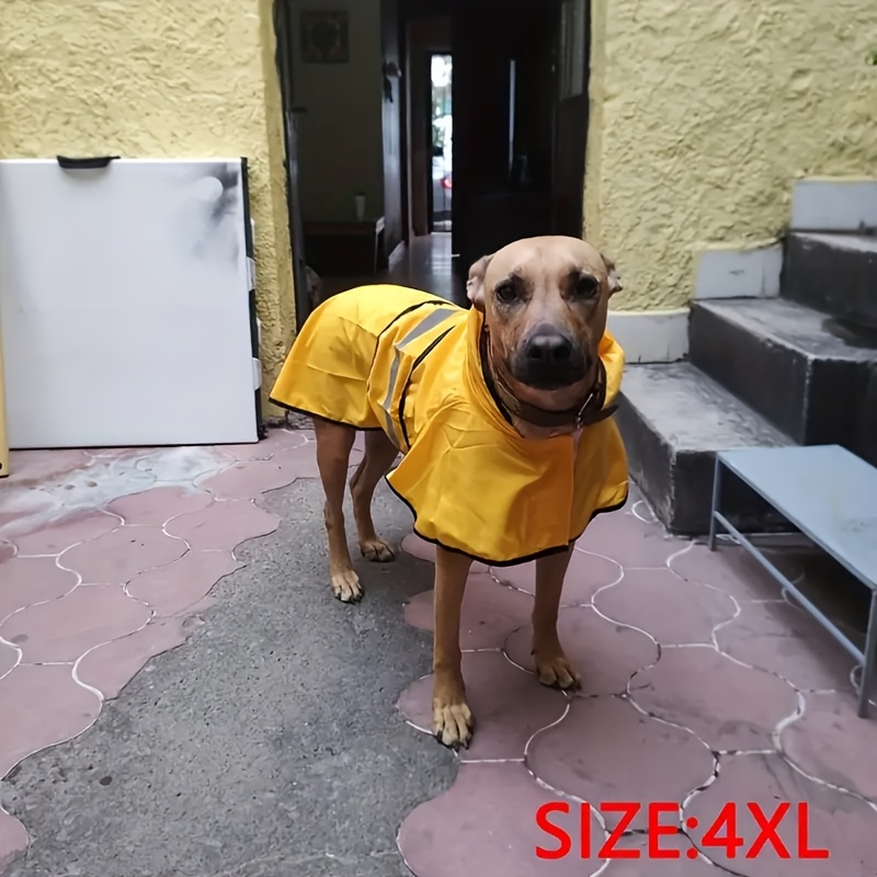 Pet raincoat, adjustable dog raincoat, thin and suitable for all seasons, with excellent waterproof performance. Available in 3 colors: yellow, blue and red. Complete sizes: XS, S, M, L, XL, 2XL, 3XL, 4XL. Suitable for all dog breeds.