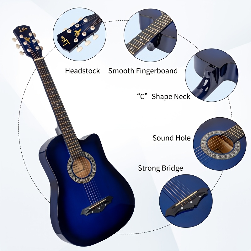 38-inch Basswood Acoustic Guitar, Gloss Finish Guitar Bundle,... product image 7
