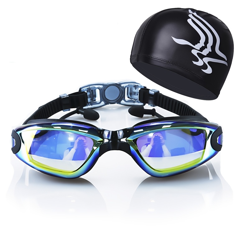 Adult Swimming Kit - Hd Goggles, Durable Pu Cap, Ideal For Pool, Beach, And Water Sports