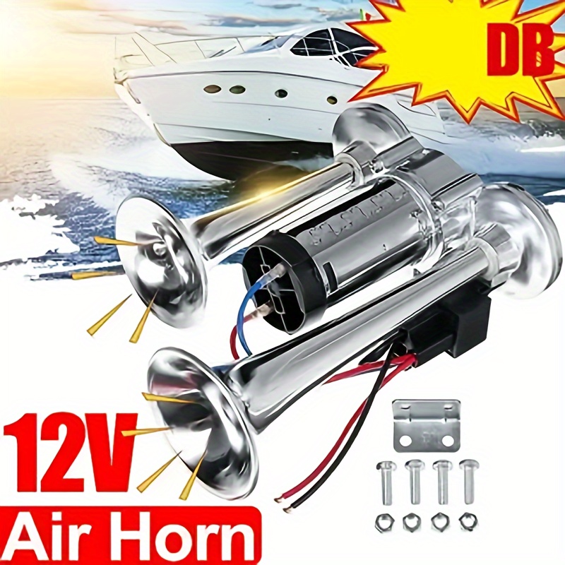 super loud air horn universal electric dual horn air horn air compressor air pump for any 12 24v vehicle car diy kit truck truck motorcycle boat details 3