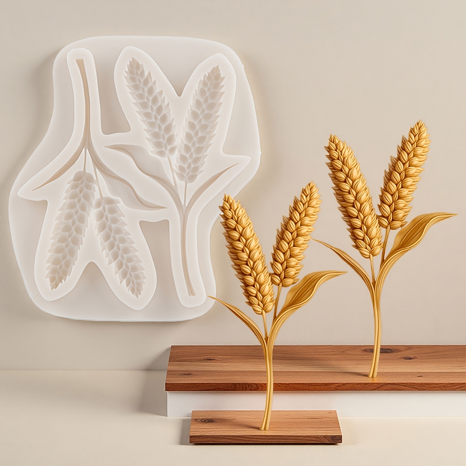 E-shop 3D Silikonformen Weizenähren Hohle Zierformen für Polymer Clay, Basteln, Blattdekoration, geeignet für Kerzenherstellung