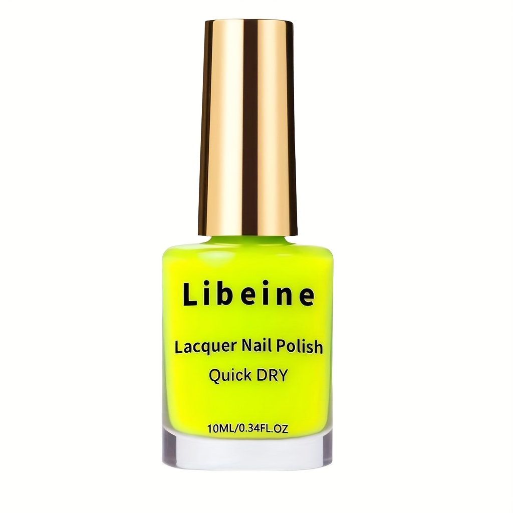 Image of Libeine Fluorescent Yellow-green Nail Polish, Quick-dry Formula, Natural Gloss, Salon-style Nail Art, No-bake Formula, For Adult Use, A Must-have For Nail Art Enthusiasts