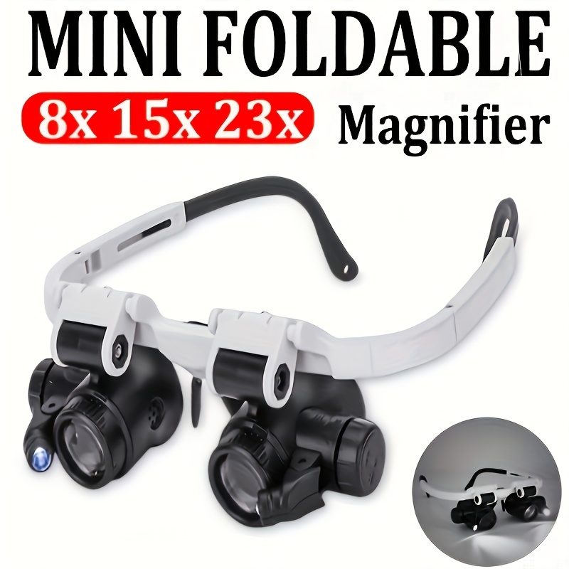 

Head Mounted Magnifying Glasses, With 2 Led Lights And 3 Detachable Lenses (8x-15x-23x), Suitable For Reading, Jewelry Making, And Precision Work