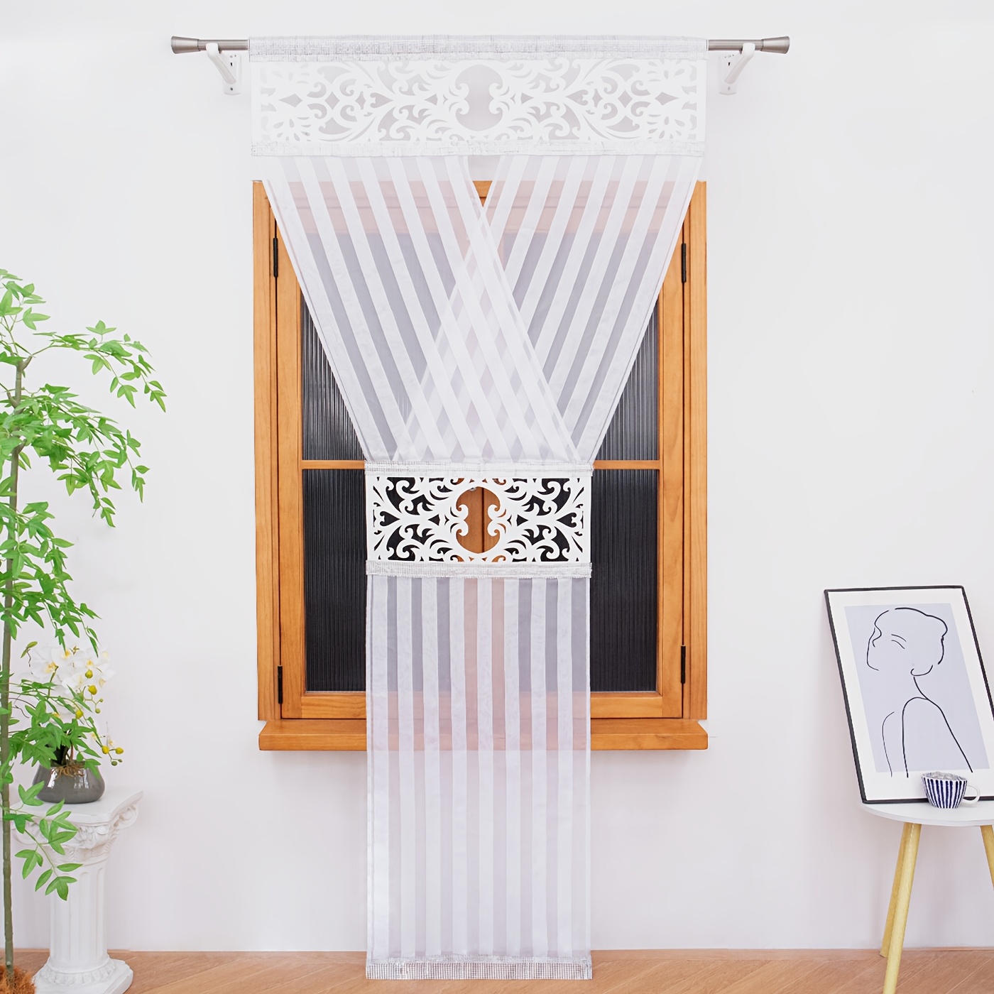 1pc European Style Living Room Bedroom Decorative Curtain Panel, Festive Gathering Wedding Decor Curtains