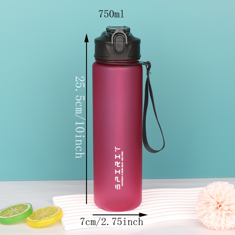 1pc750ml/21oz Water Bottles with Straw, Large Capacity Motivational Time Marker Water Bottle Reusable Plastic Leakproof Durable Water Jug for Gym Work Travel and Outdoor Sports
