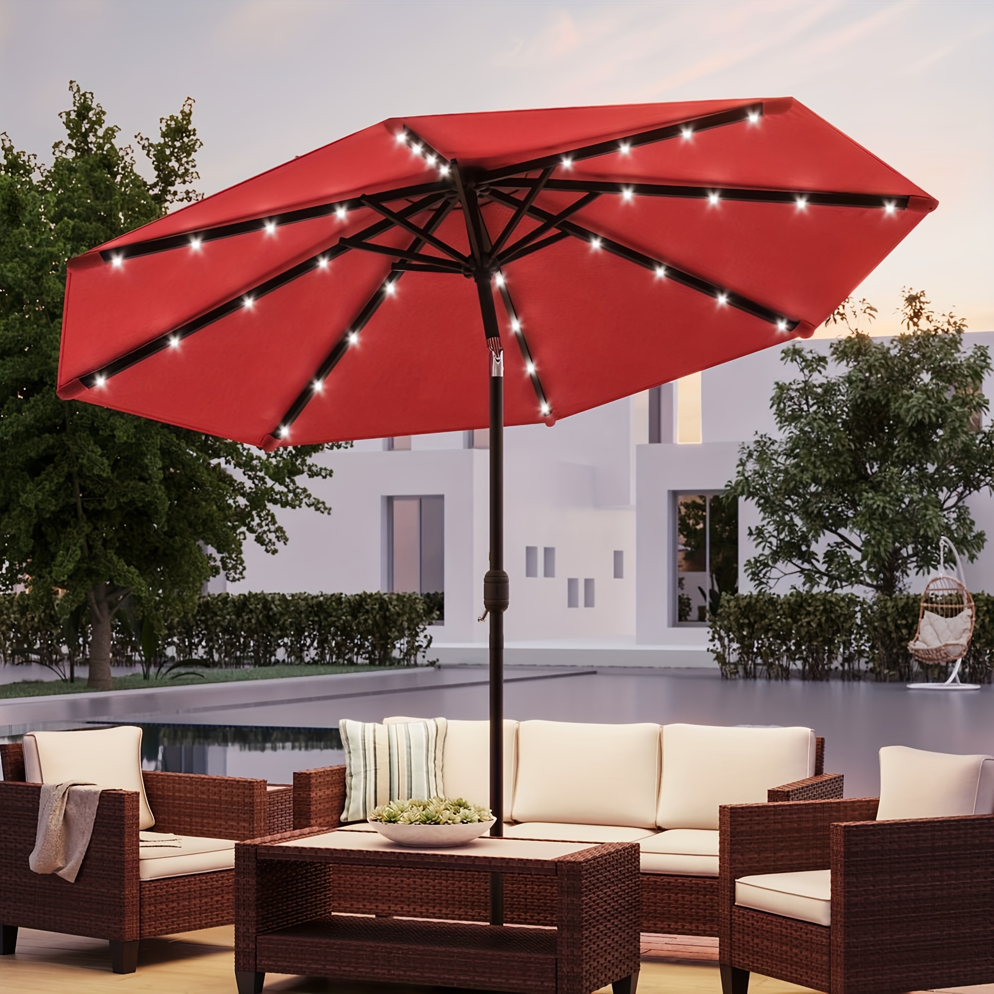 patio 10 market umbrellas solar lights table umbrella - Temu
