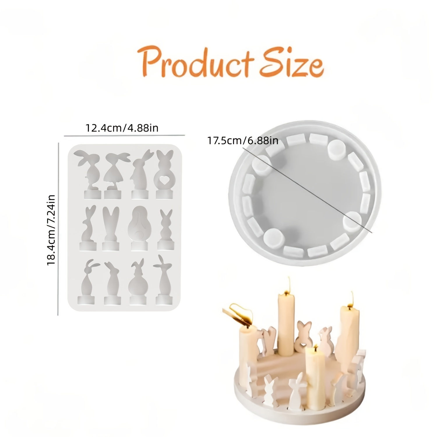 Image of Diy Clay Mold, Easter Rabbit Insert Base, Candle Holder Ornament Mold, Home Decoration Table, Drip Glue Decoration, 4 Hole Candle Holder, Gypsum Silicone Mold