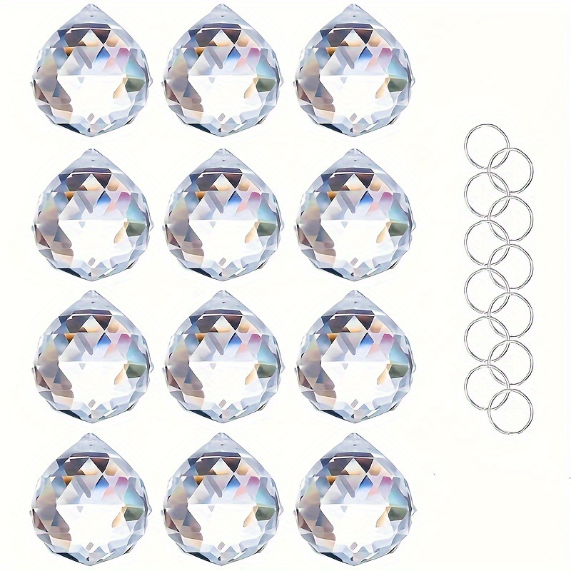 

12pcs, Transparent Glass Crystal Ball Prism Feng Shui Light Pendant, Home Decor, Scene Decor, Theme Party Decoration