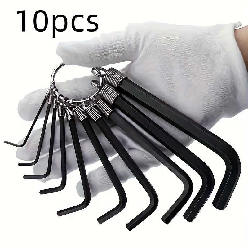 

10pcs Hex Key Allen Wrench Set, Steel Construction, Universal Maintenance Tool Kit For Home And Auto Repair