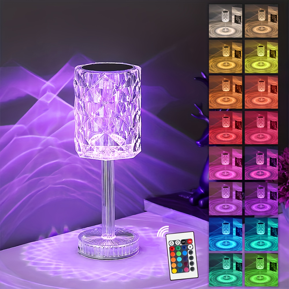 

Portable Crystal Table Lamp, Acrylic Cordless Led Desk Lamp With Touch Control, 3-color Rechargeable Table Lamp, Bedroom Night Light