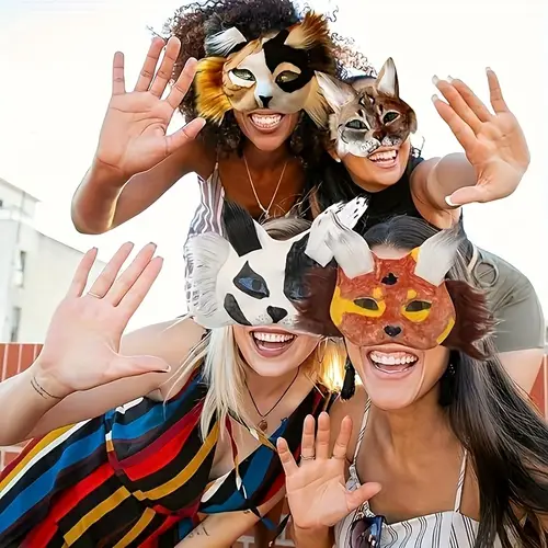 therian mask kit with fur eye mesh and felt sheet 13pcs cat masks diy to paint furry animal mask gear for halloween
